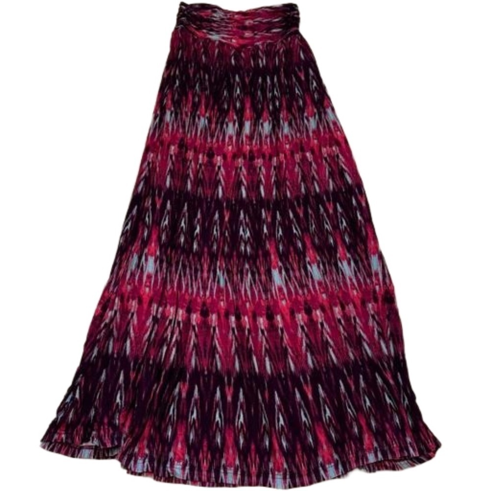 Belle Gray Womens Size XS Red Burgundy Purple Maxi Skirt V front elastic waist - Picture 11 of 12